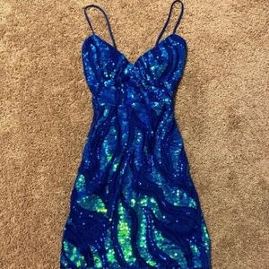 Sequin Blue/Green mini dress